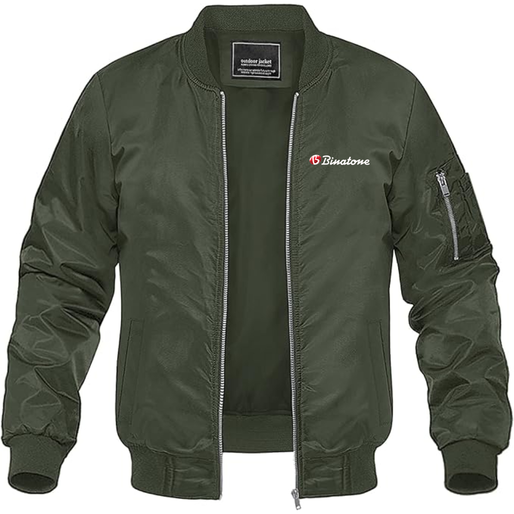 Men's Binatone Logo Lightweight Bomber Jacket Windbreaker Softshell Varsity Jacket Coat