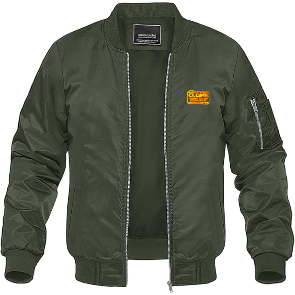 Men's The Clone wars Logo Lightweight Bomber Jacket Windbreaker Softshell Varsity Jacket Coat