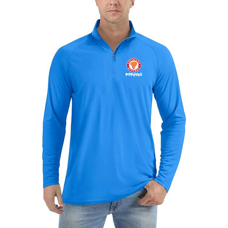 Men's Popeyes Louisiana Kitchen Lightweight Quarter-Zip Athletic Shirt Long Sleeve Polyester Wear