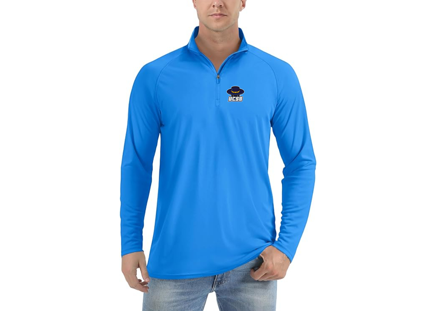 Men's UCSB Gauchos Lightweight Quarter-Zip Athletic Shirt Long Sleeve Polyester Wear
