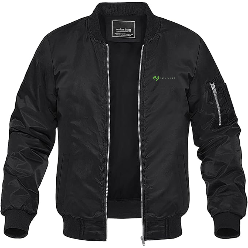 Men's Seagate Logo Lightweight Bomber Jacket Windbreaker Softshell Varsity Jacket Coat