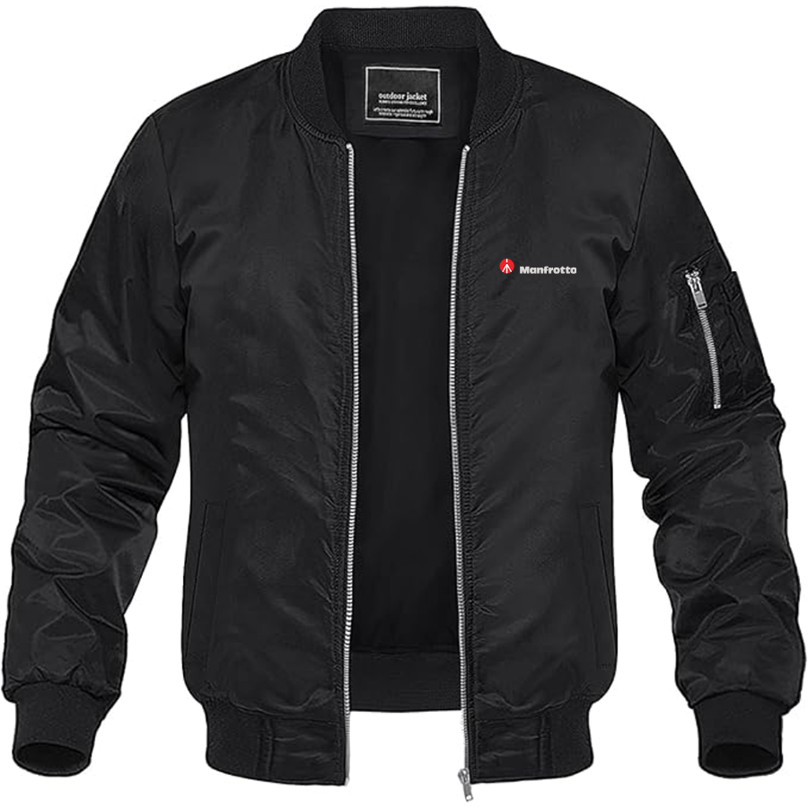 Men's Manfrotto Logo Lightweight Bomber Jacket Windbreaker Softshell Varsity Jacket Coat