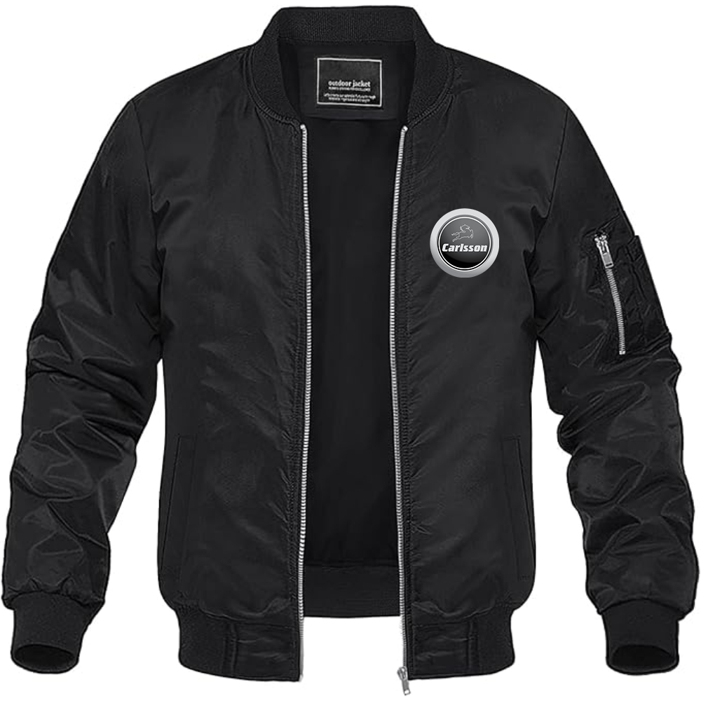 Men's Carlsson Logo Lightweight Bomber Jacket Windbreaker Softshell Varsity Jacket Coat