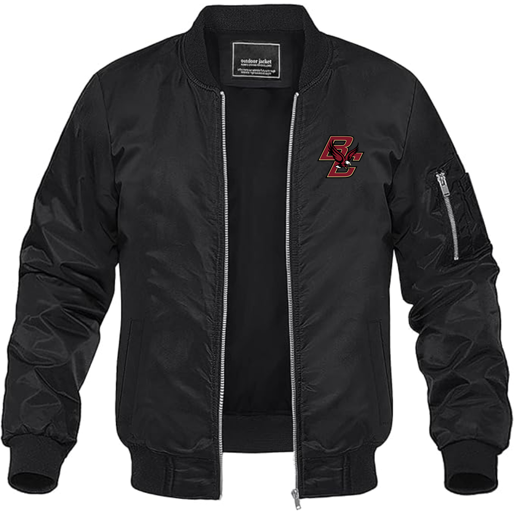 Men's Boston College Eagles Lightweight Bomber Jacket Windbreaker Softshell Varsity Jacket Coat