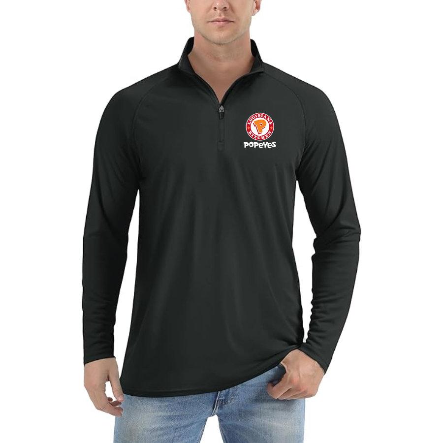 Men's Popeyes Louisiana Kitchen Lightweight Quarter-Zip Athletic Shirt Long Sleeve Polyester Wear
