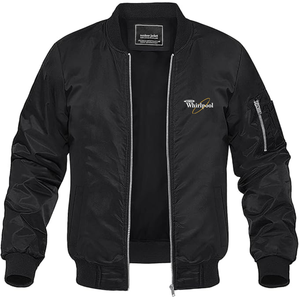 Men's Whirlpool Logo Lightweight Bomber Jacket Windbreaker Softshell Varsity Jacket Coat