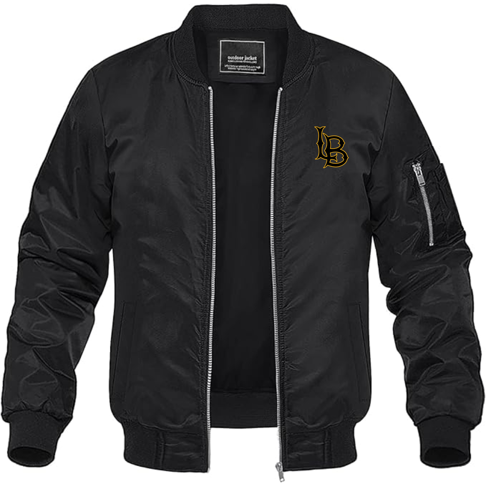Men's Long Beach State 49ers Logo Lightweight Bomber Jacket Windbreaker Softshell Varsity Jacket Coat