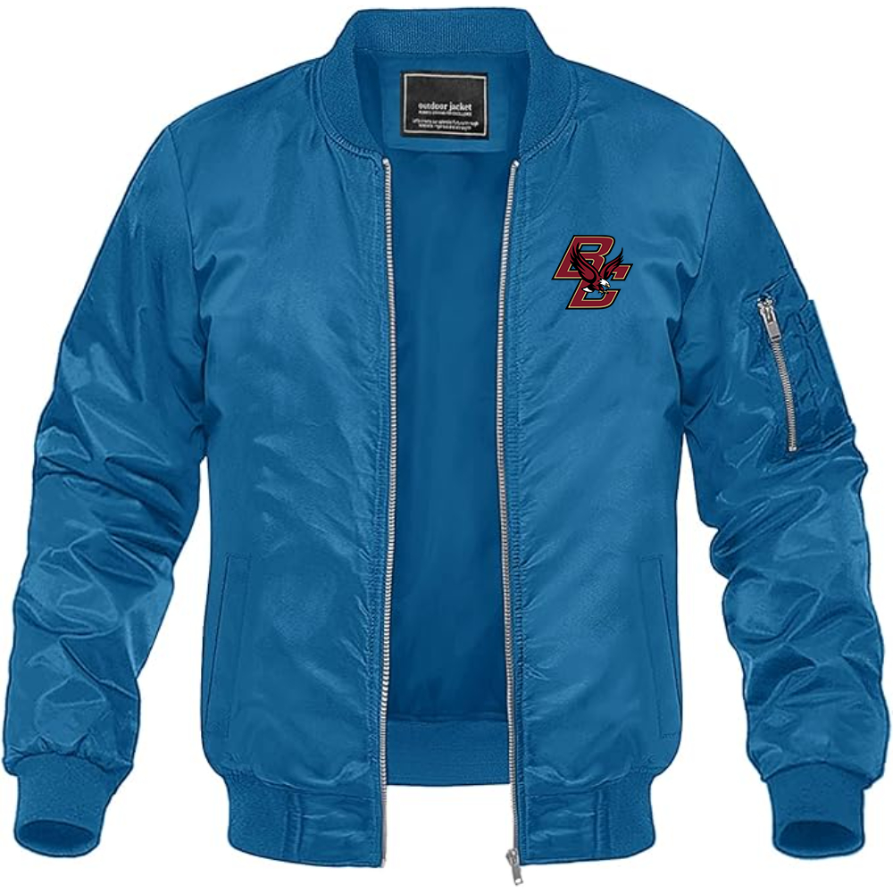 Men's Boston College Eagles Lightweight Bomber Jacket Windbreaker Softshell Varsity Jacket Coat
