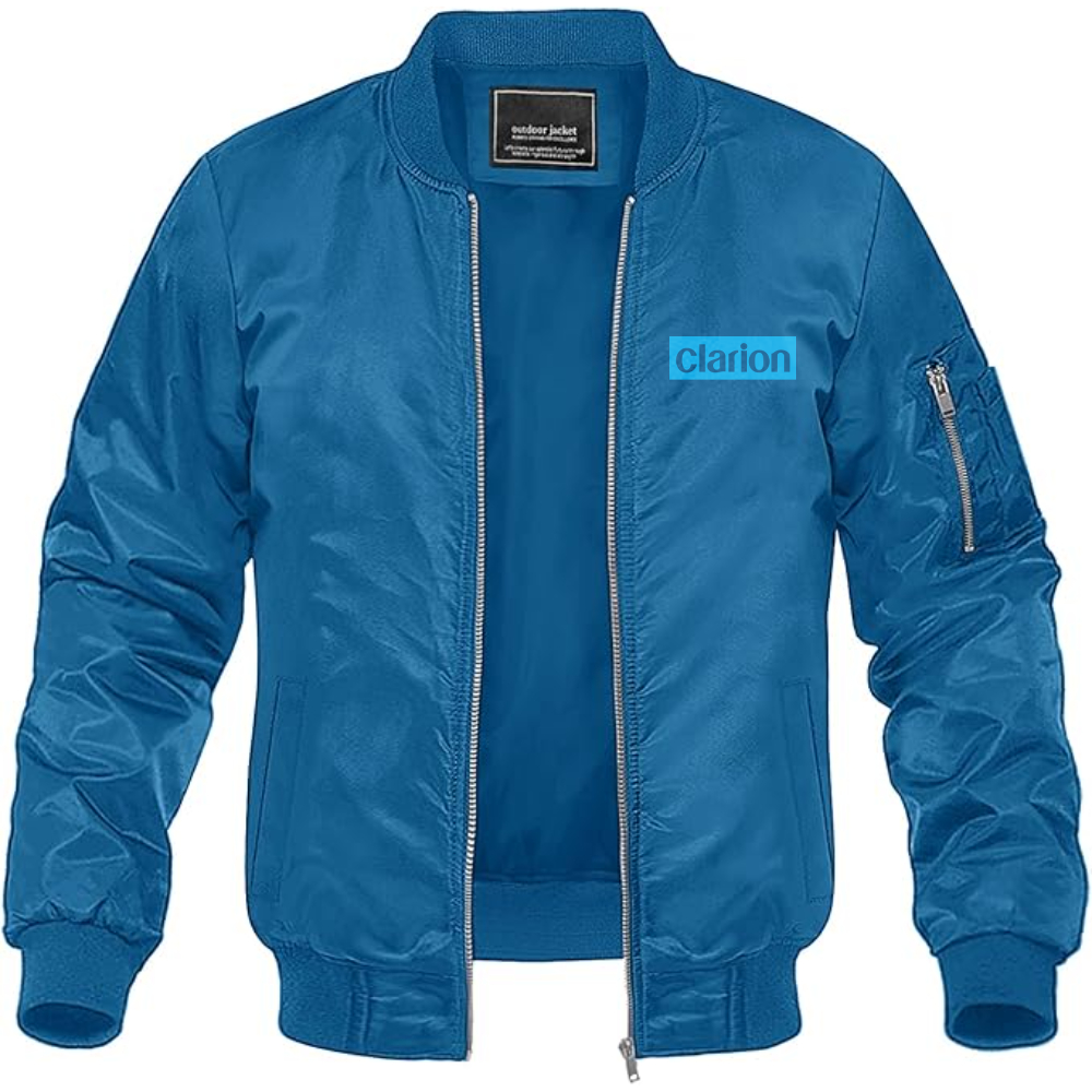 Men's Clarion Logo Lightweight Bomber Jacket Windbreaker Softshell Varsity Jacket Coat