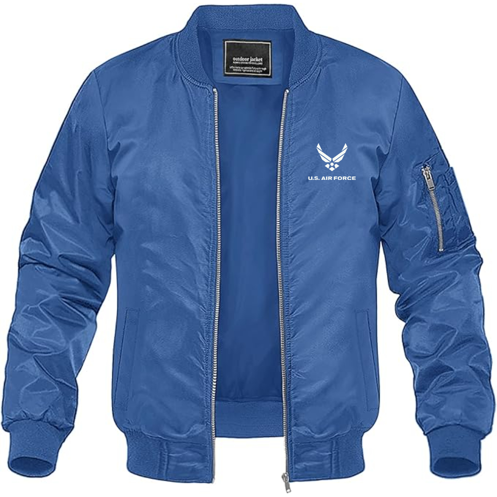 Men's US Airforce Logo Lightweight Bomber Jacket Windbreaker Softshell Varsity Jacket Coat