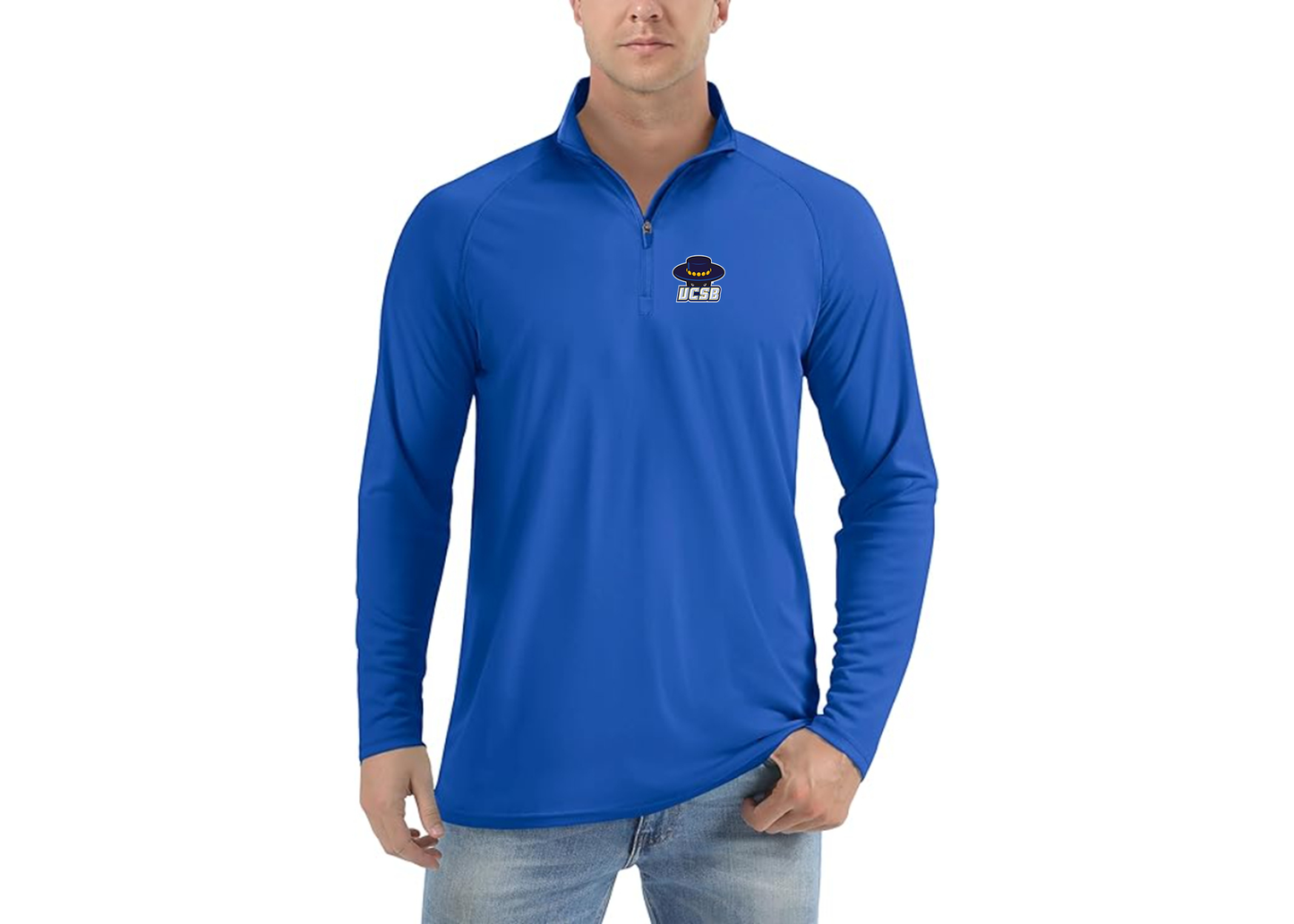Men's UCSB Gauchos Lightweight Quarter-Zip Athletic Shirt Long Sleeve Polyester Wear