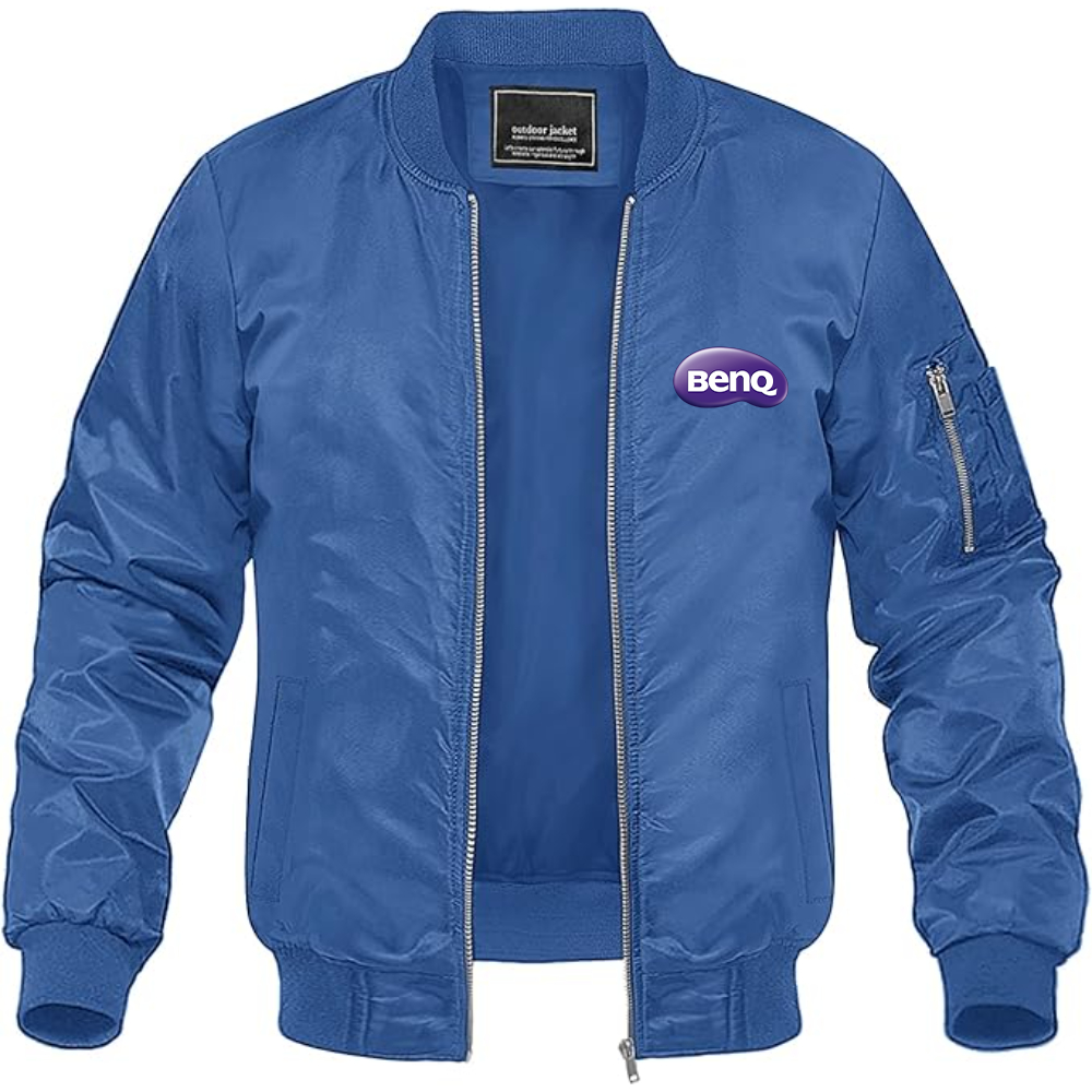 Men's BenQ Logo Lightweight Bomber Jacket Windbreaker Softshell Varsity Jacket Coat