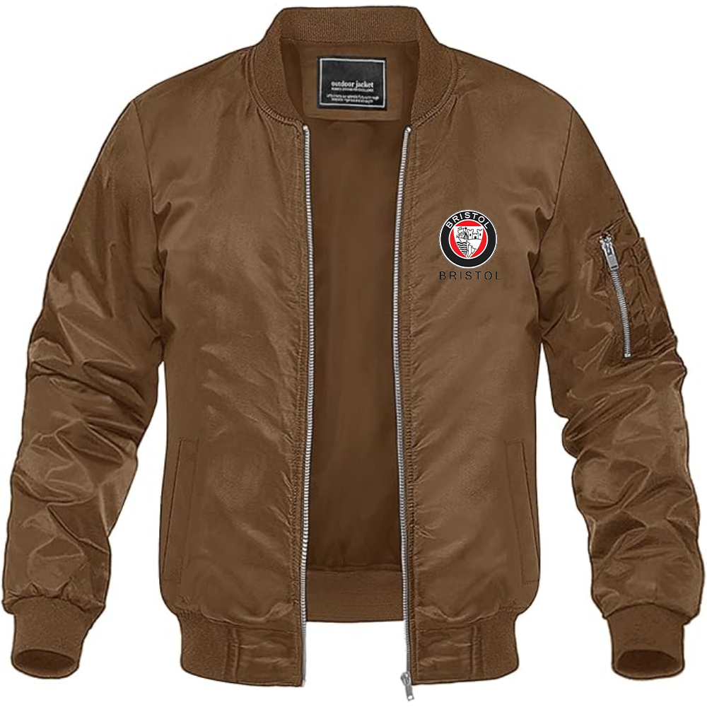 Men's Bristol Logo Lightweight Bomber Jacket Windbreaker Softshell Varsity Jacket Coat