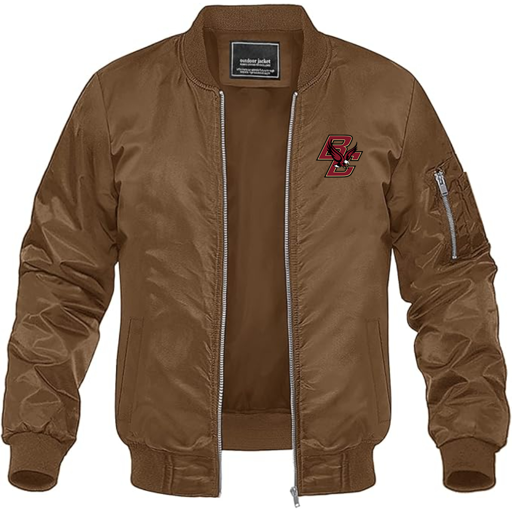 Men's Boston College Eagles Lightweight Bomber Jacket Windbreaker Softshell Varsity Jacket Coat