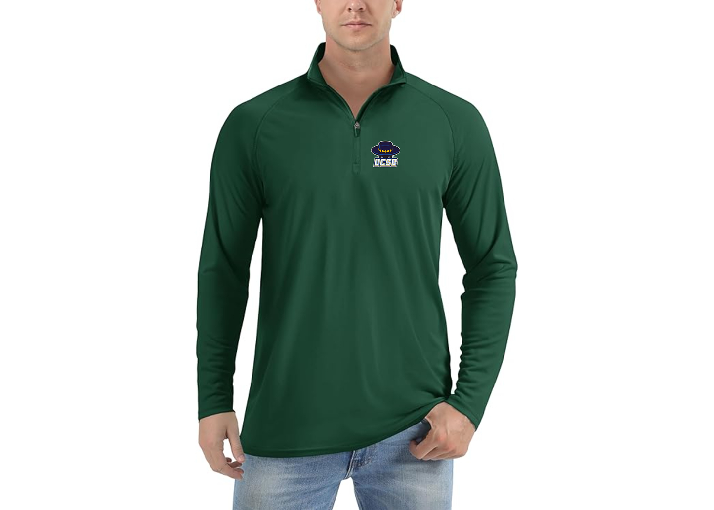 Men's UCSB Gauchos Lightweight Quarter-Zip Athletic Shirt Long Sleeve Polyester Wear