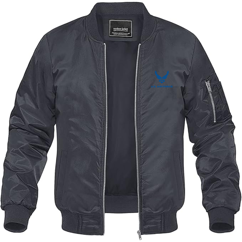 Men's US Airforce Logo Lightweight Bomber Jacket Windbreaker Softshell Varsity Jacket Coat