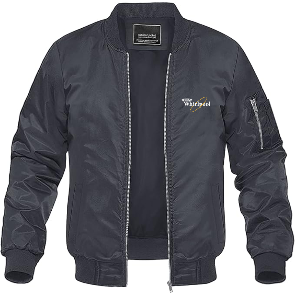 Men's Whirlpool Logo Lightweight Bomber Jacket Windbreaker Softshell Varsity Jacket Coat