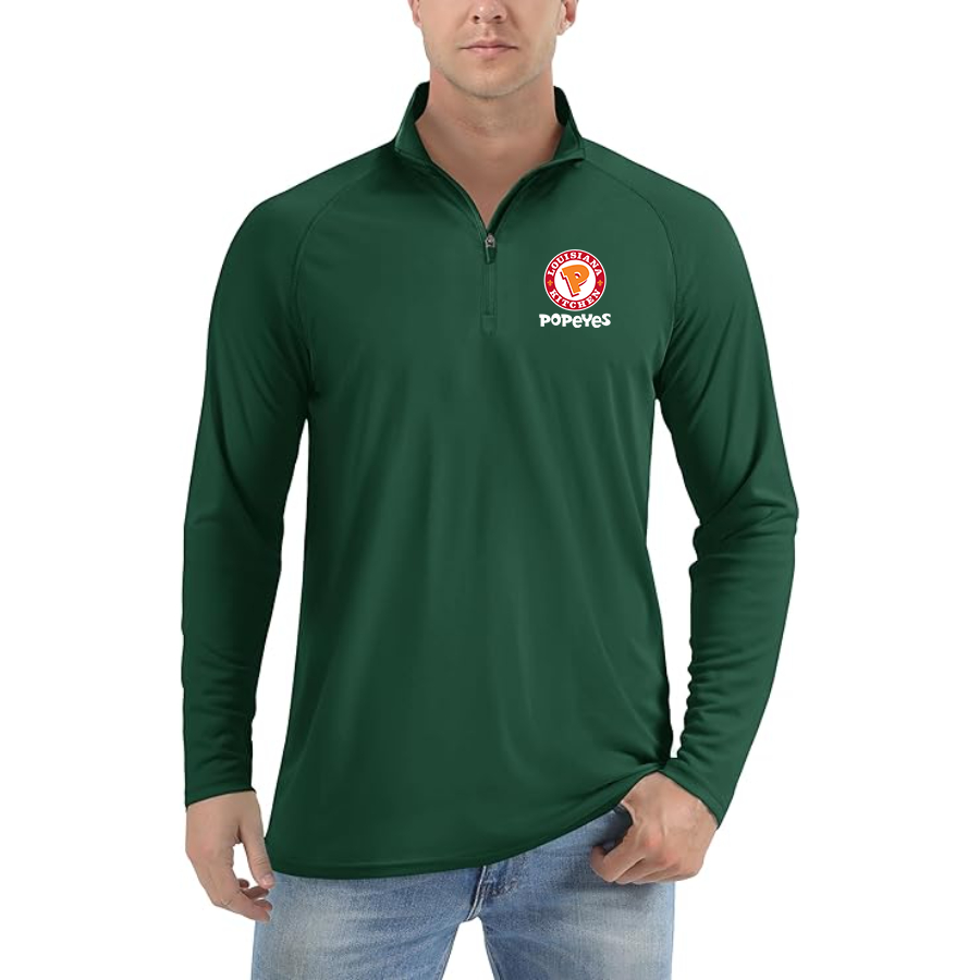 Men's Popeyes Louisiana Kitchen Lightweight Quarter-Zip Athletic Shirt Long Sleeve Polyester Wear