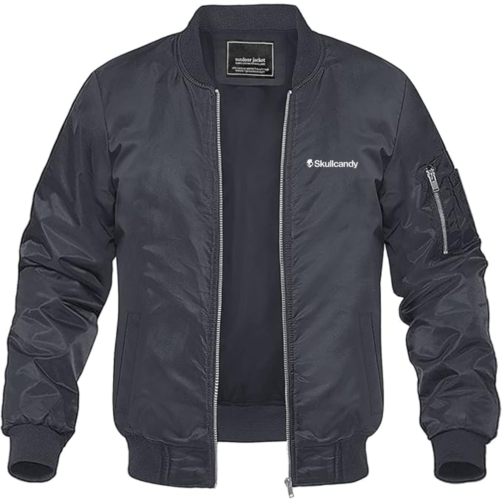Men's Skullcandy Logo Lightweight Bomber Jacket Windbreaker Softshell Varsity Jacket Coat