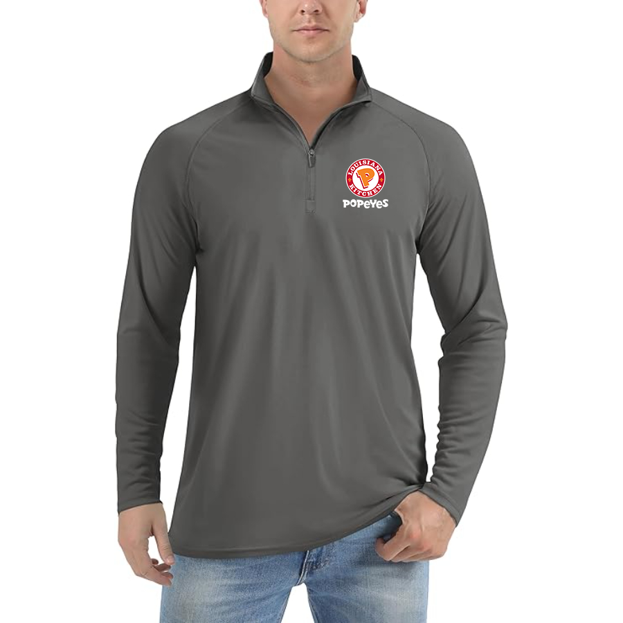 Men's Popeyes Louisiana Kitchen Lightweight Quarter-Zip Athletic Shirt Long Sleeve Polyester Wear