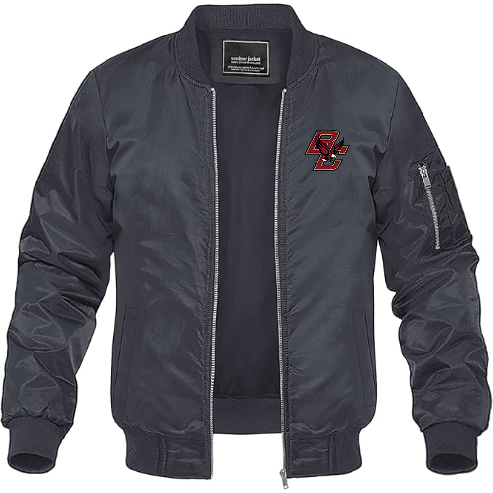 Men's Boston College Eagles Lightweight Bomber Jacket Windbreaker Softshell Varsity Jacket Coat