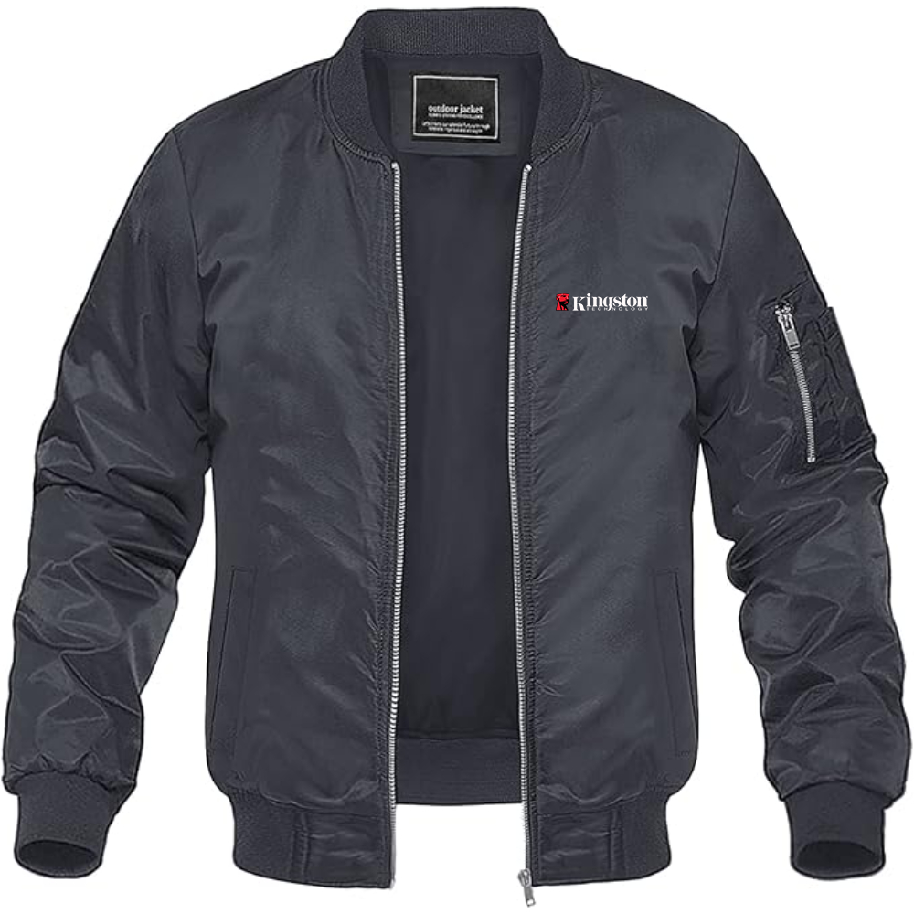 Men's Kingston Logo Lightweight Bomber Jacket Windbreaker Softshell Varsity Jacket Coat