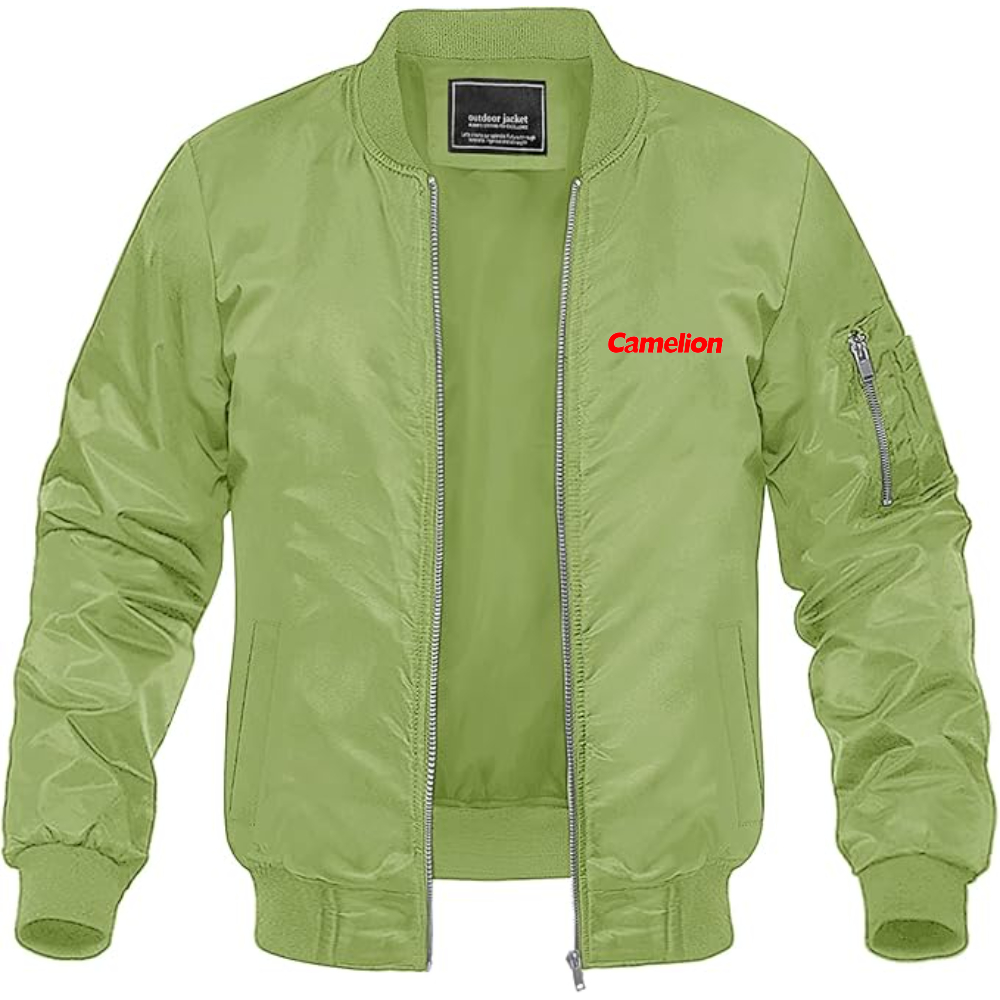 Men's Camelion Logo Lightweight Bomber Jacket Windbreaker Softshell Varsity Jacket Coat