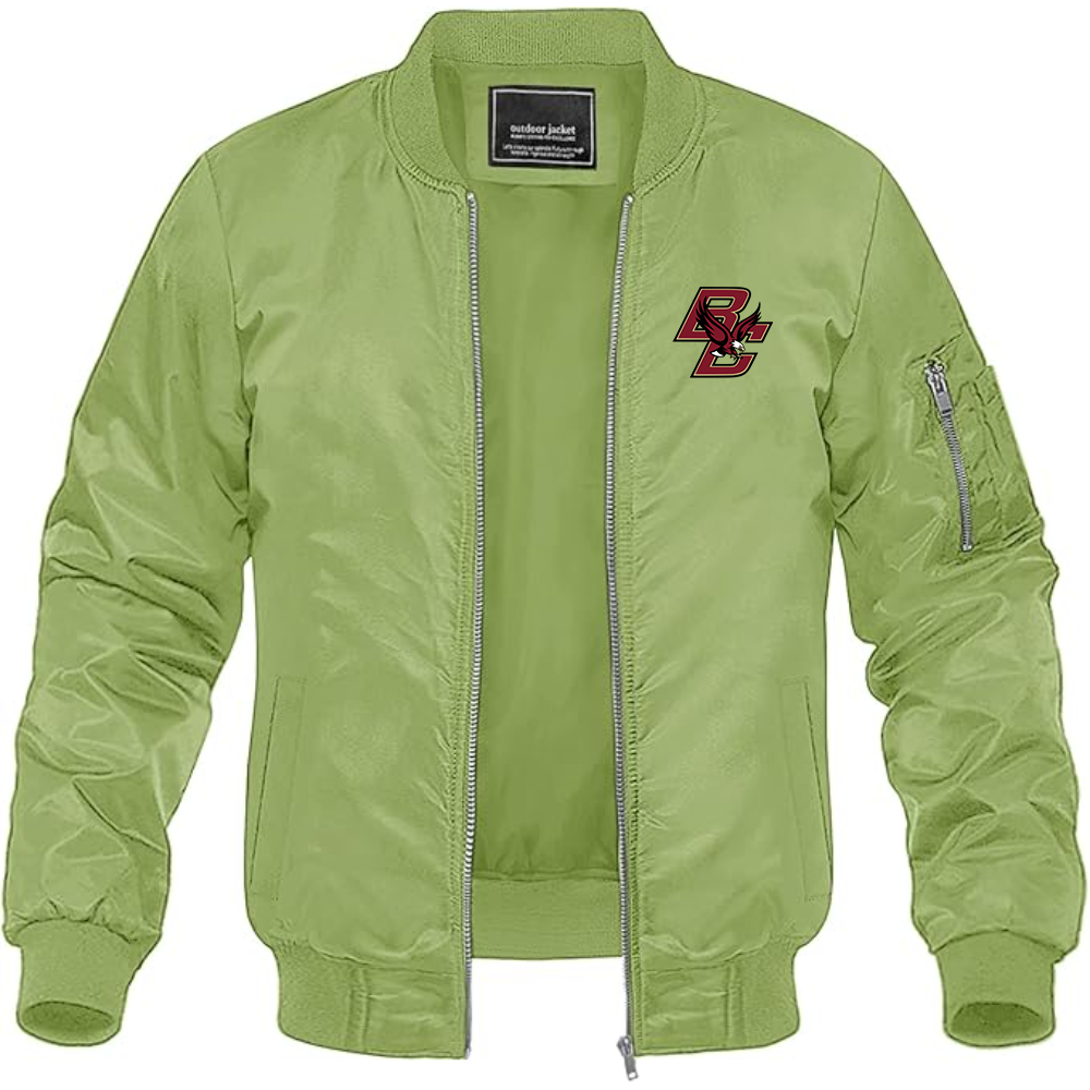 Men's Boston College Eagles Lightweight Bomber Jacket Windbreaker Softshell Varsity Jacket Coat