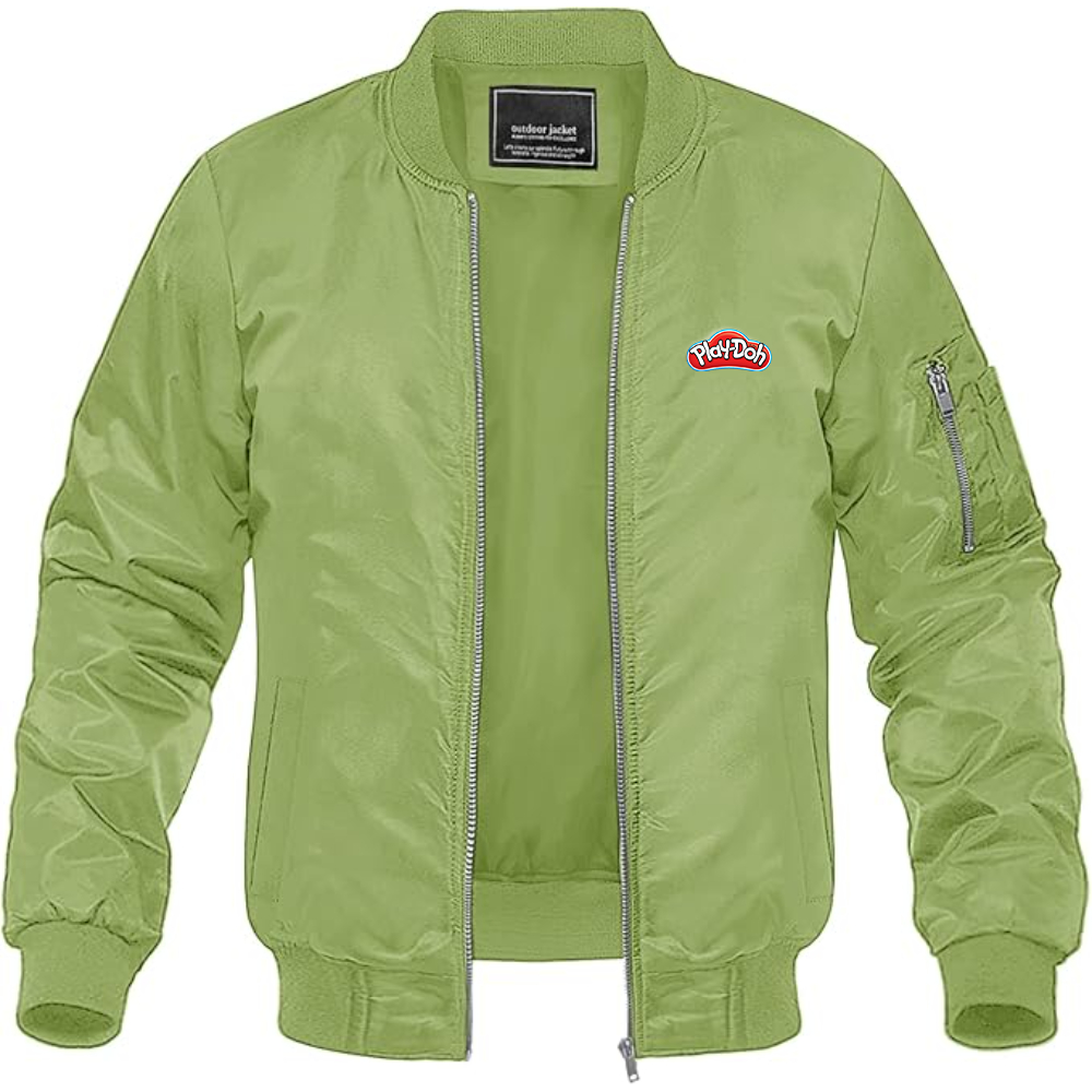 Men's Play Doh Logo Lightweight Bomber Jacket Windbreaker Softshell Varsity Jacket Coat