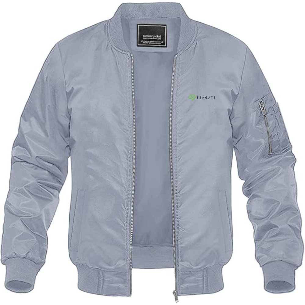 Men's Seagate Logo Lightweight Bomber Jacket Windbreaker Softshell Varsity Jacket Coat