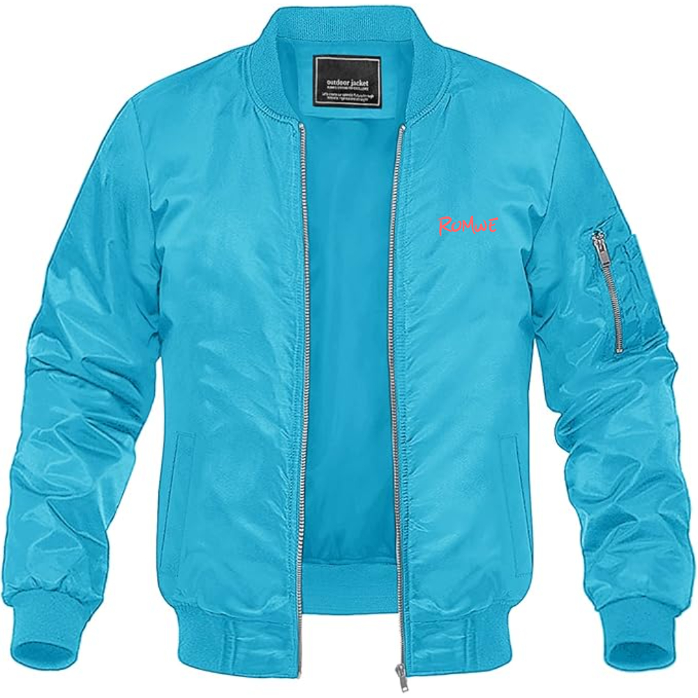 Men's Romwe Logo Lightweight Bomber Jacket Windbreaker Softshell Varsity Jacket Coat