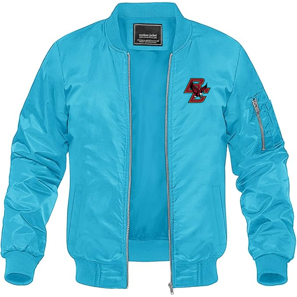 Men's Boston College Eagles Lightweight Bomber Jacket Windbreaker Softshell Varsity Jacket Coat