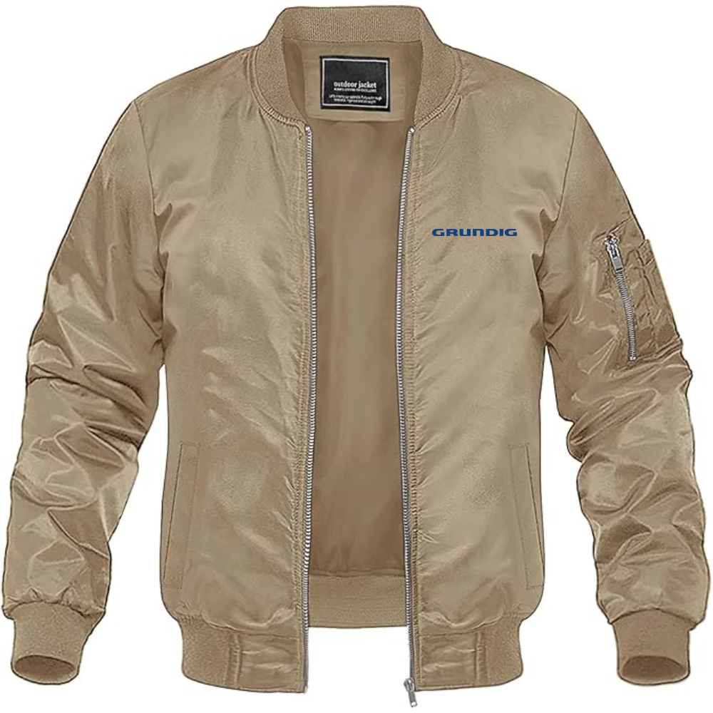 Men's Grundig Logo Lightweight Bomber Jacket Windbreaker Softshell Varsity Jacket Coat
