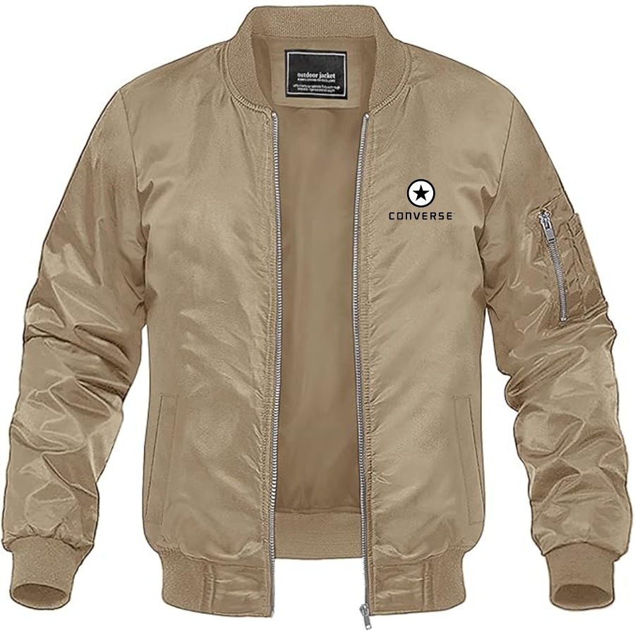 Men's Converse Logo Lightweight Bomber Jacket Windbreaker Softshell Varsity Jacket Coat