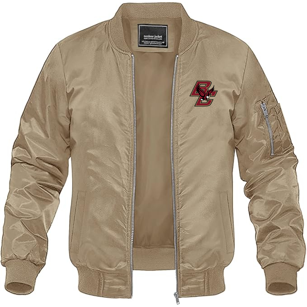 Men's Boston College Eagles Lightweight Bomber Jacket Windbreaker Softshell Varsity Jacket Coat