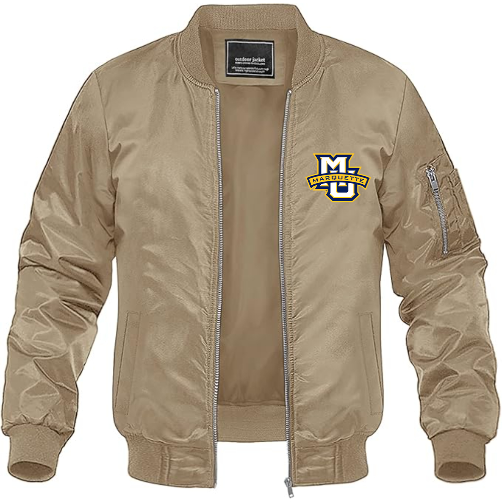 Men's Marquette Golden Eagles Logo Lightweight Bomber Jacket Windbreaker Softshell Varsity Jacket Coat