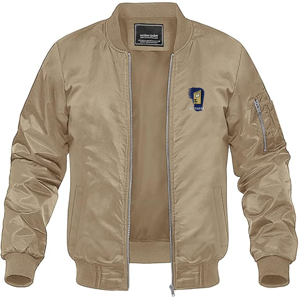 Men's Ultravox Logo Lightweight Bomber Jacket Windbreaker Softshell Varsity Jacket Coat
