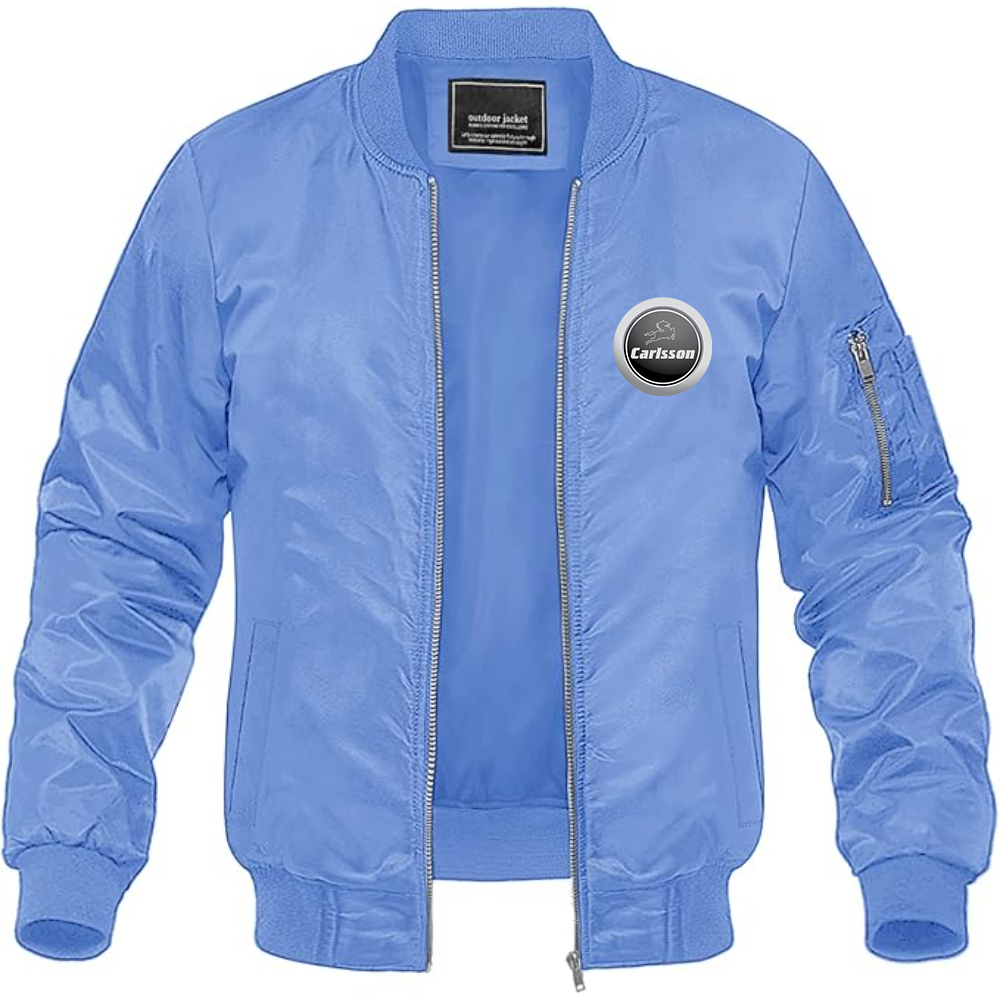 Men's Carlsson Logo Lightweight Bomber Jacket Windbreaker Softshell Varsity Jacket Coat