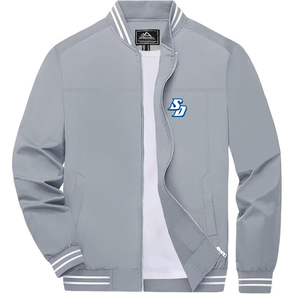 Men's San Diego Toreros Logo Lightweight Zip-Up Bomber Jacket with Ribbed Collar and Cuffs Versatile Casual Outerwear