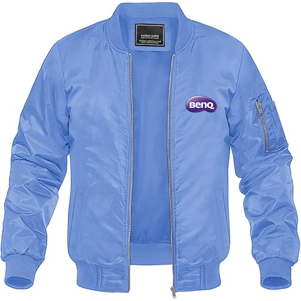 Men's BenQ Logo Lightweight Bomber Jacket Windbreaker Softshell Varsity Jacket Coat
