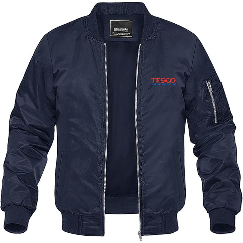 Men's Tesco Logo Lightweight Bomber Jacket Windbreaker Softshell Varsity Jacket Coat