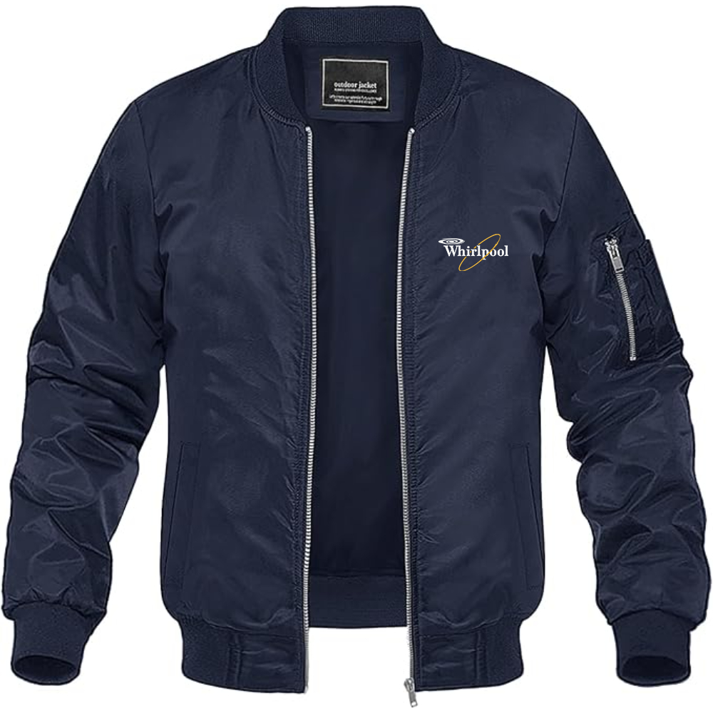 Men's Whirlpool Logo Lightweight Bomber Jacket Windbreaker Softshell Varsity Jacket Coat