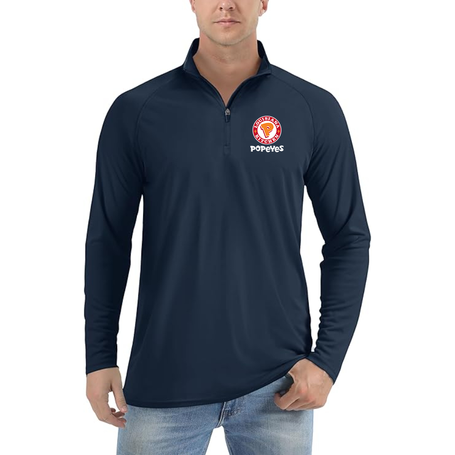 Men's Popeyes Louisiana Kitchen Lightweight Quarter-Zip Athletic Shirt Long Sleeve Polyester Wear