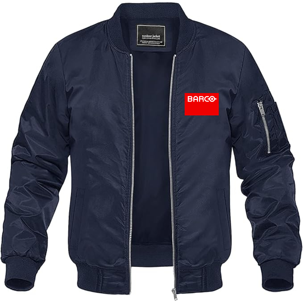 Men's Barco Logo Lightweight Bomber Jacket Windbreaker Softshell Varsity Jacket Coat