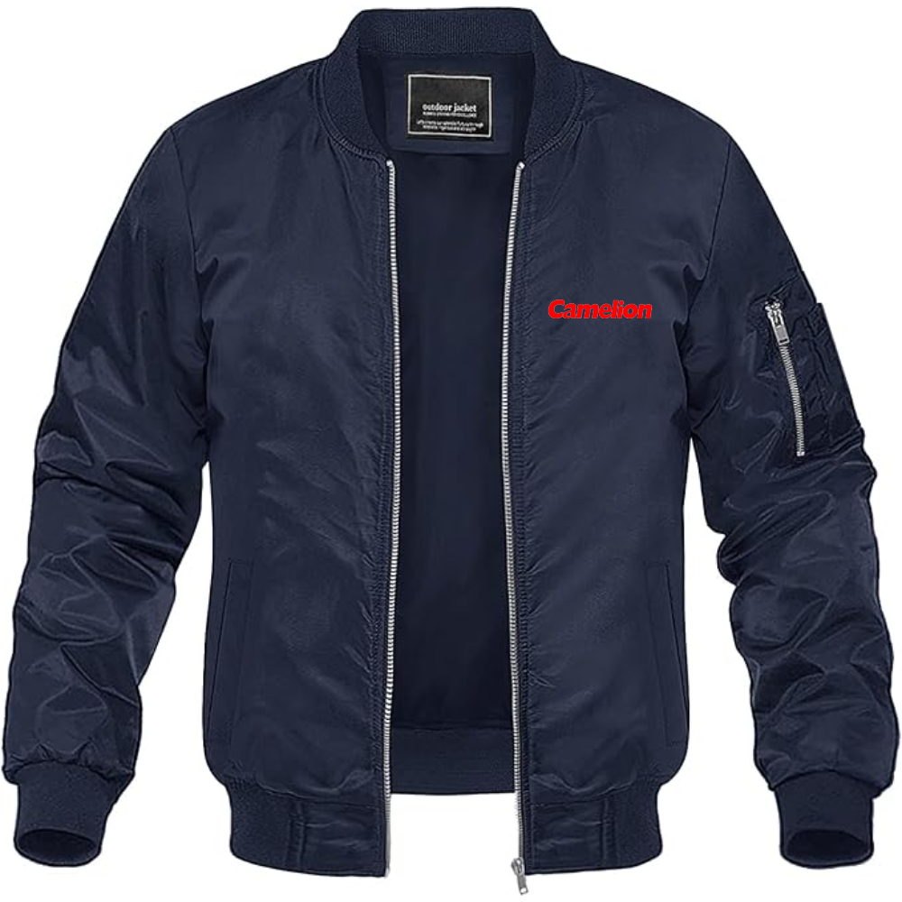 Men's Camelion Logo Lightweight Bomber Jacket Windbreaker Softshell Varsity Jacket Coat