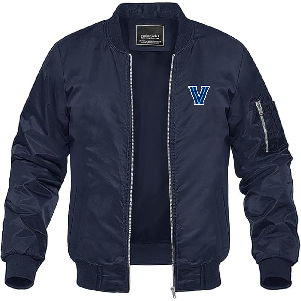 Men's Villanova Wildcats Logo Lightweight Bomber Jacket Windbreaker Softshell Varsity Jacket Coat