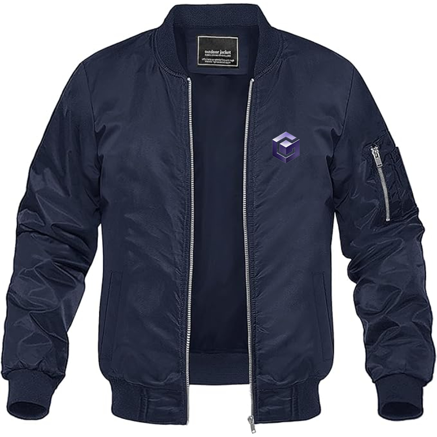 Men's Nintendo GameCube Logo Lightweight Bomber Jacket Windbreaker Softshell Varsity Jacket Coat