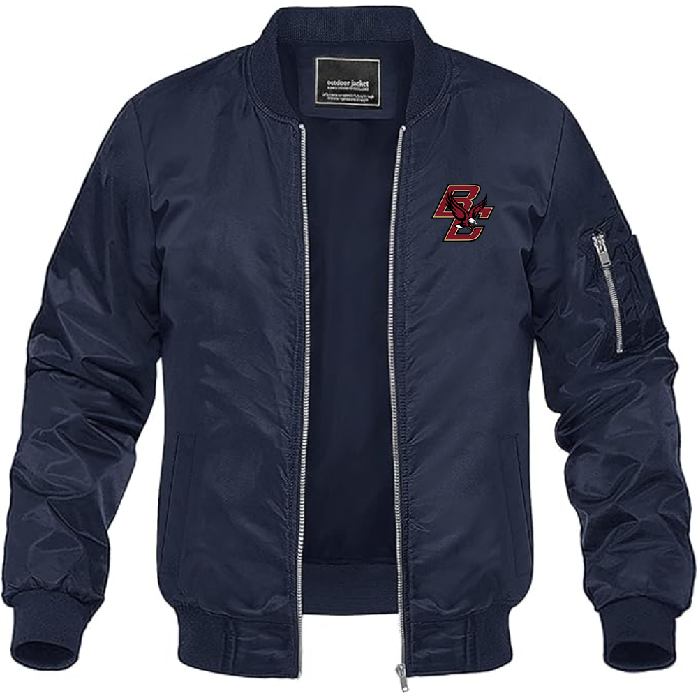 Men's Boston College Eagles Lightweight Bomber Jacket Windbreaker Softshell Varsity Jacket Coat