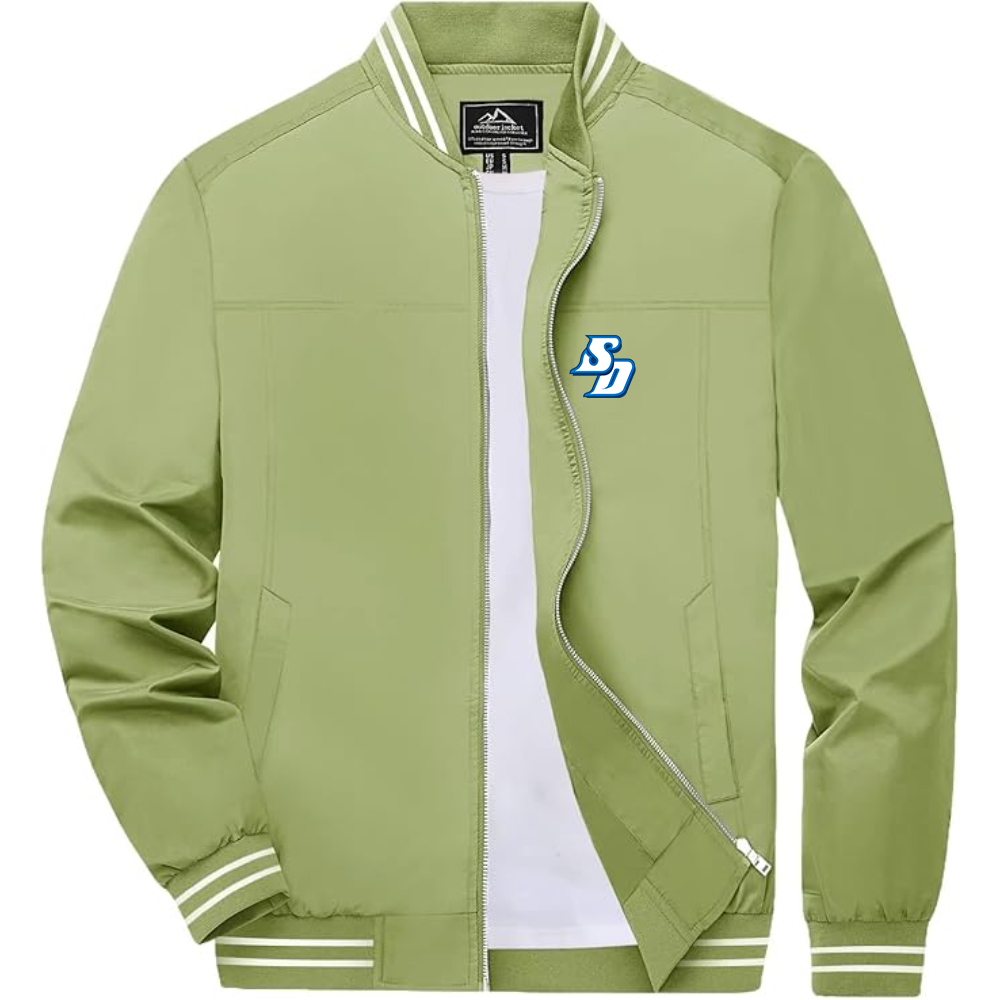 Men's San Diego Toreros Logo Lightweight Zip-Up Bomber Jacket with Ribbed Collar and Cuffs Versatile Casual Outerwear
