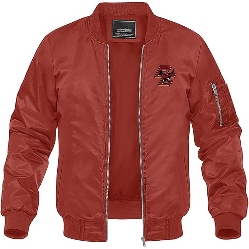 Men's Boston College Eagles Lightweight Bomber Jacket Windbreaker Softshell Varsity Jacket Coat